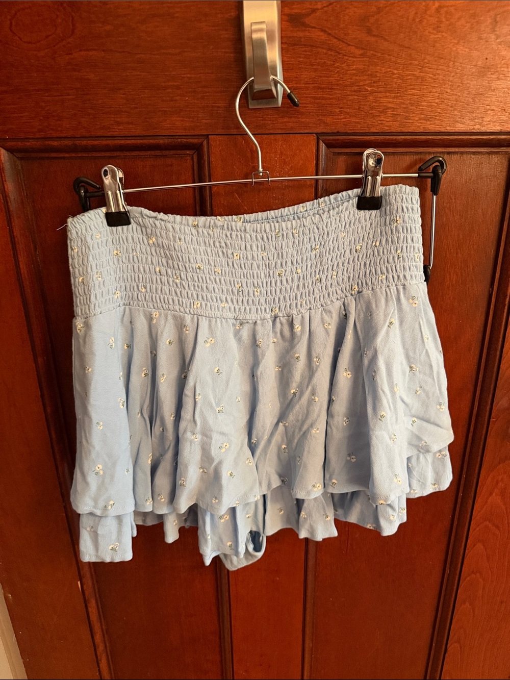 American Eagle Outfitters Light Blue Floral Smocked Skort